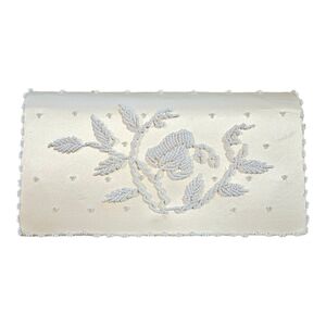 Vintage Beaded Satin Clutch Hand Made In Hong Kong EUC